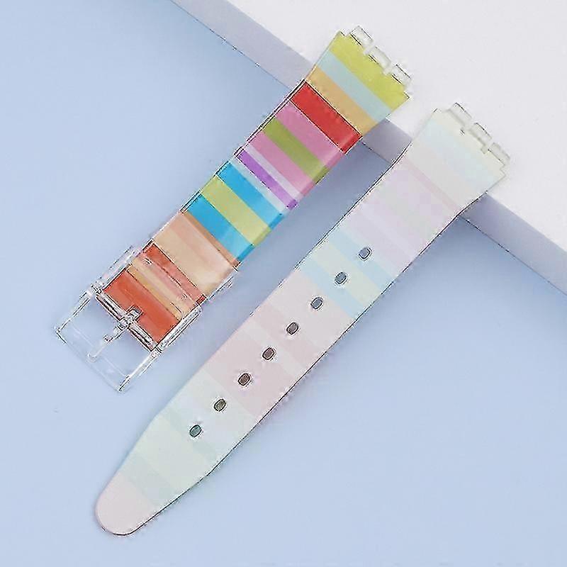استبدال سوار السيليكون لساعة سواتش مع ملحقات تصميم قوس قزح