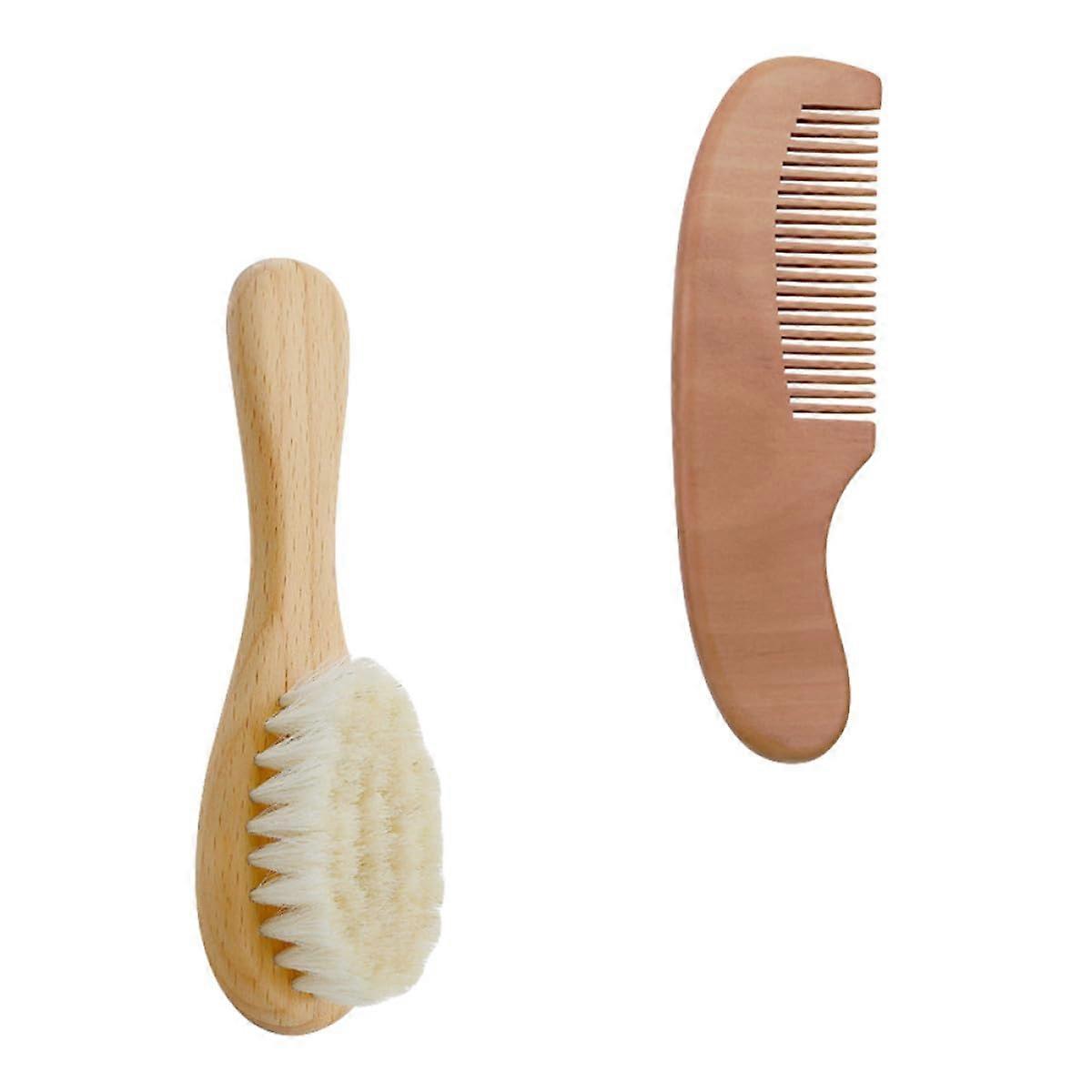 Scalp Massager Brush with Ergonomic Wooden Handle and Gentle Wool Bristles for Sensitive Skin