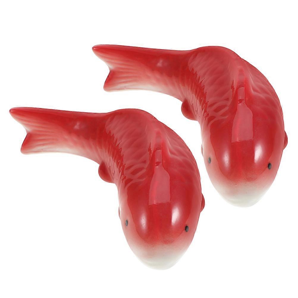 Red Ceramic Floating Koi Fish for Fish Tank Decorations 2Pcs