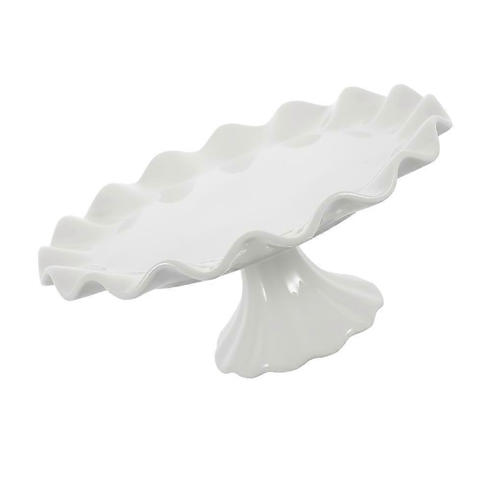 Ceramic High-Foot Cake Stand for Displaying Desserts White Plate
