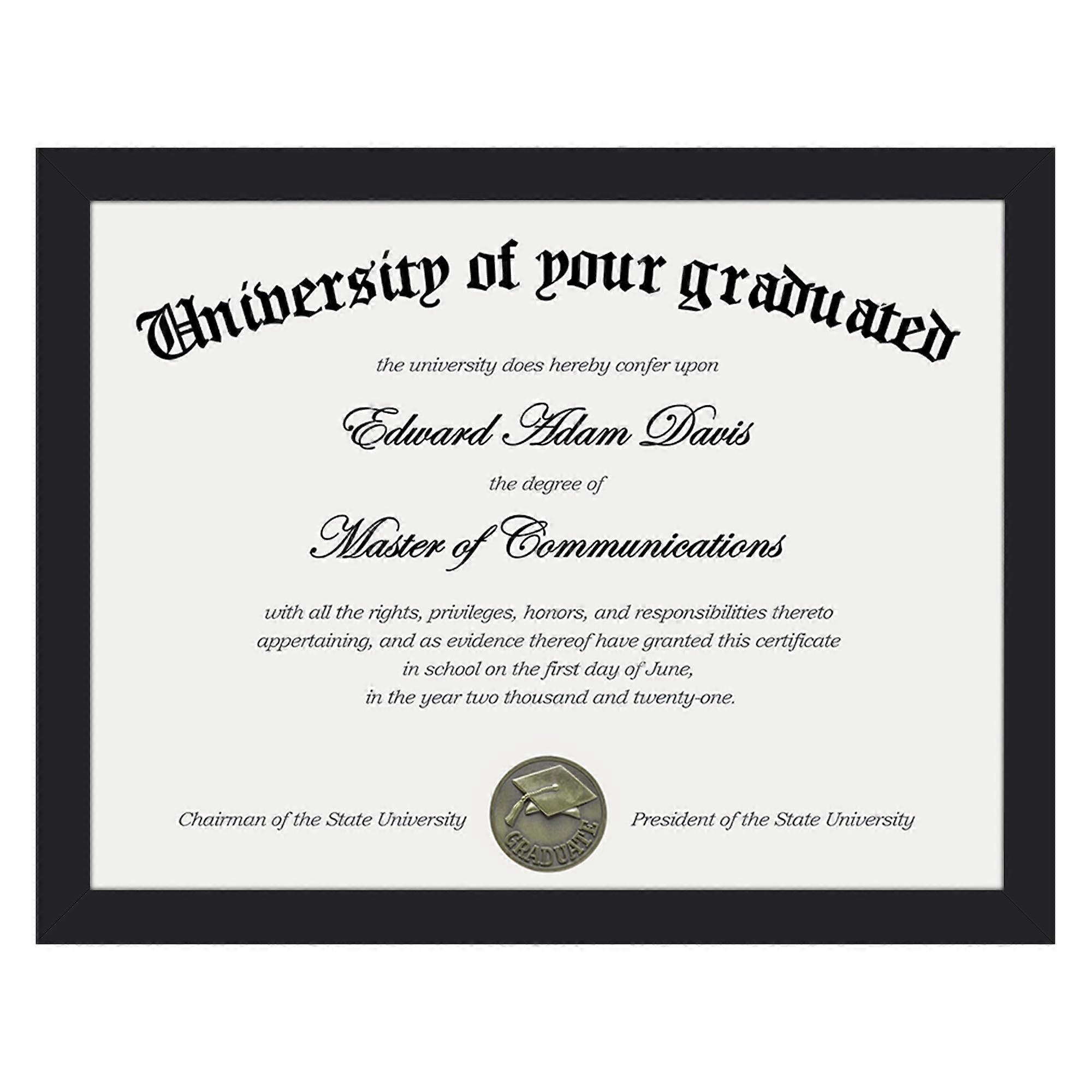 Certificate Frame 8.5 x 11 Black Diploma and Document Holder with Clear Protective Cover for Wall or Tabletop