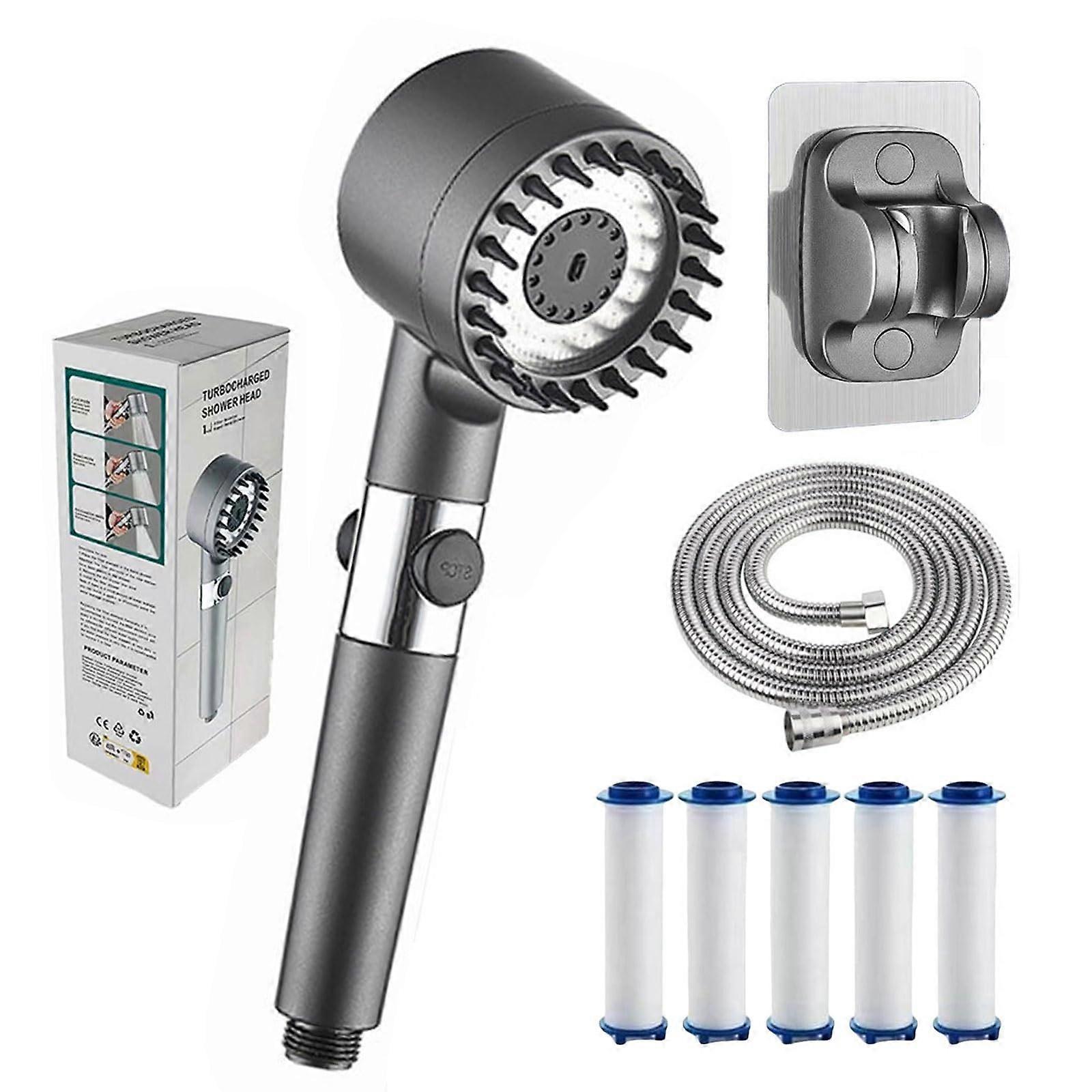 Pressure Handheld Shower Head with Filter, 3Mode Adjustable Spray and Pause, Detachable for Bathroom and Pet Washing