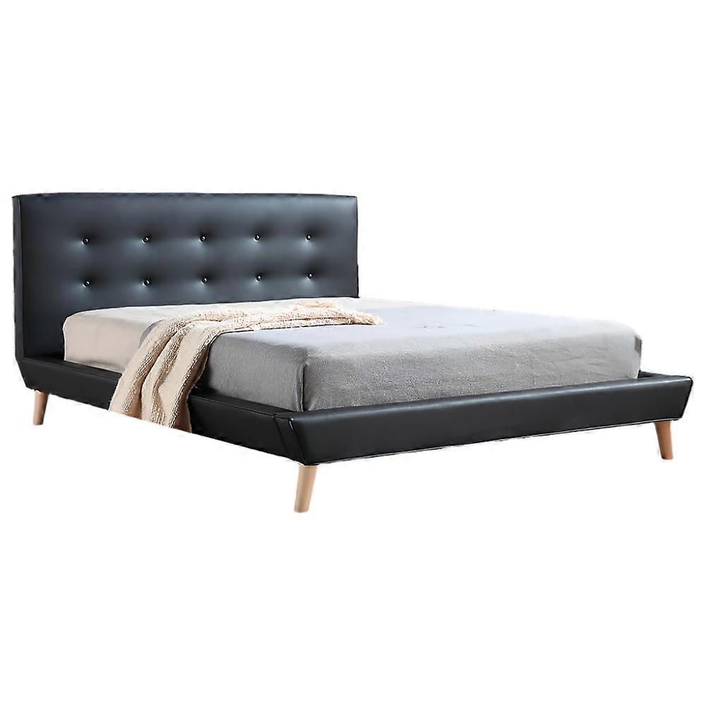 Palermo Queen Pu Leather Deluxe Bed Frame Black Queen Bed Frames