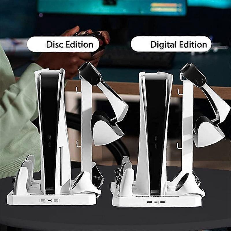 AP-For PS VR2 PS5 Charging Station With Cooling Fan, VR Charging Display Stand With Headset And Game Storage Holder White Parts