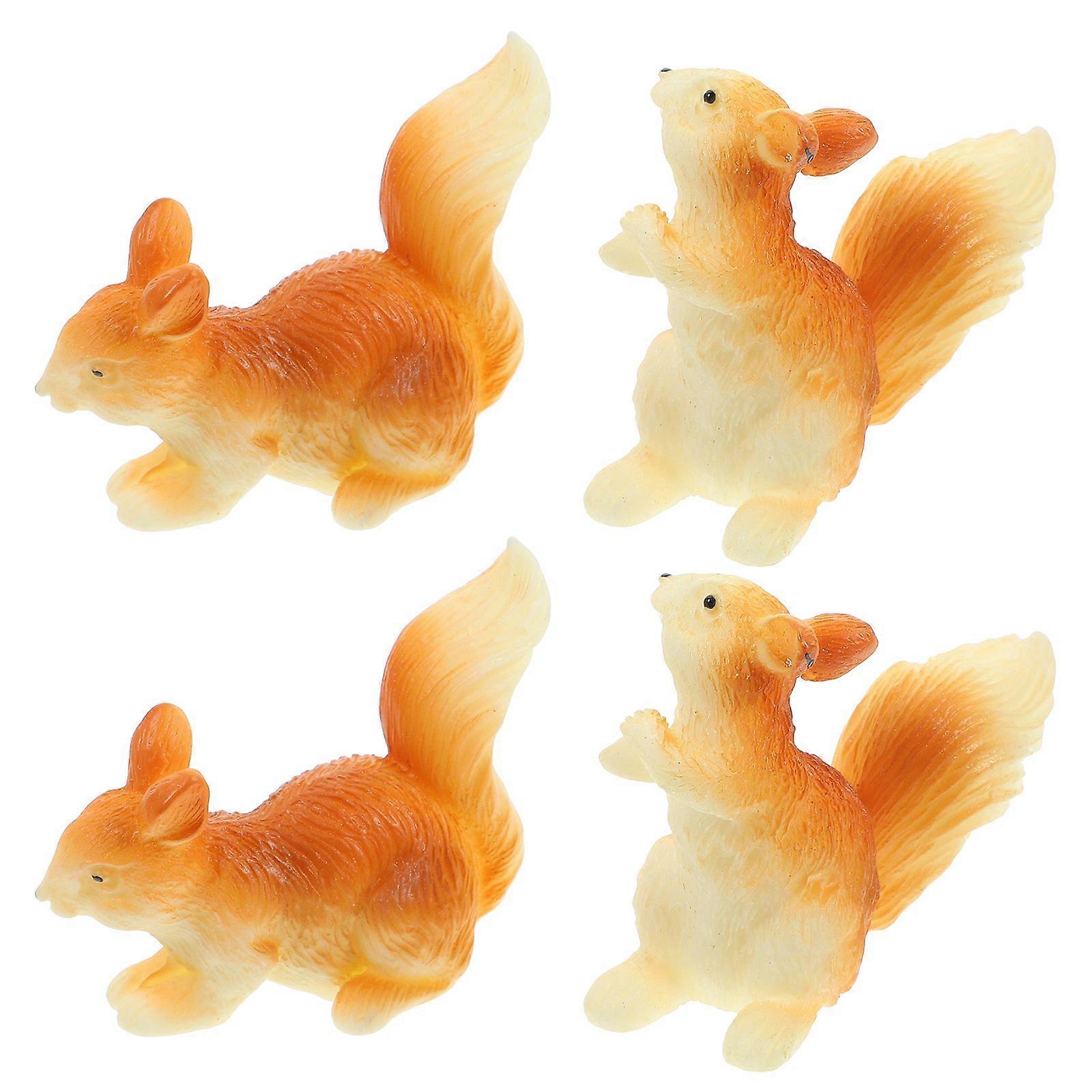 4pcs Squirrel Ornaments Tiny Squirrel Animal Figurines Squirrel Figurines
