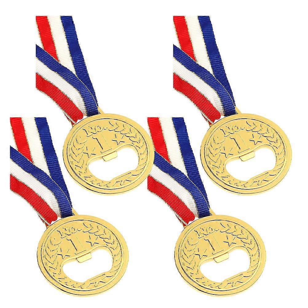 Metal Opener Medal Shape for Opening Bottle 4Pcs Creative Set
