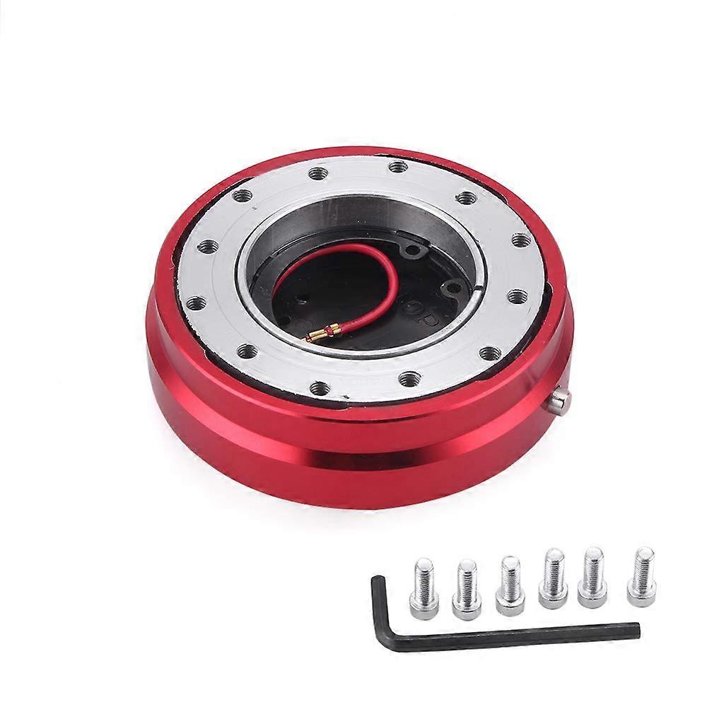 Universal 6 Hole Steering Wheel Quick Release Hub Adapter Kit, Durable Alloy, Red