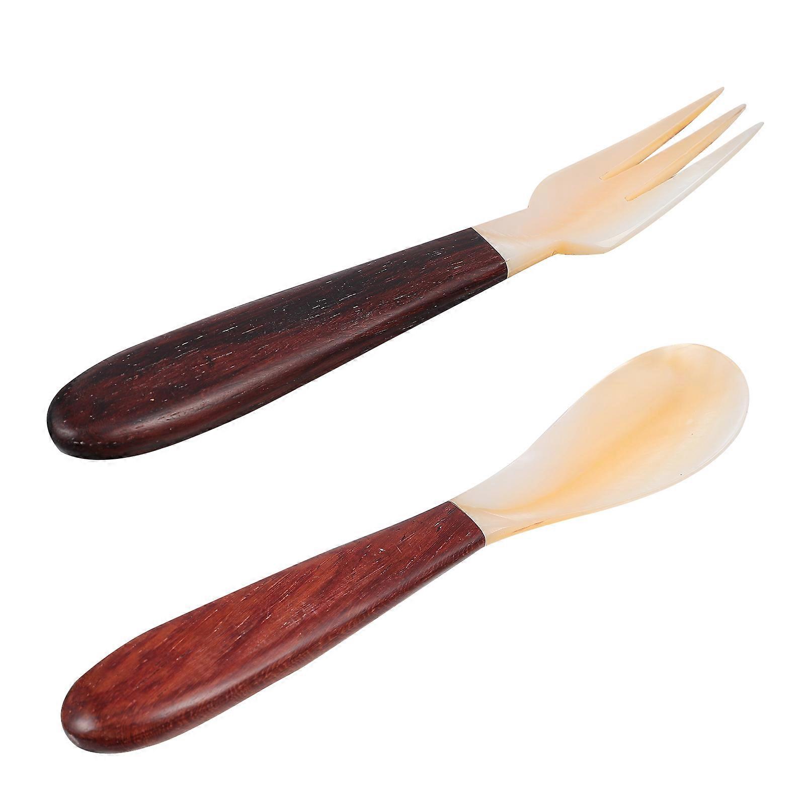 Multipurpose Spoon Fork Set Dining Salad Soup Ice Cream Assorted Color 2Pcs