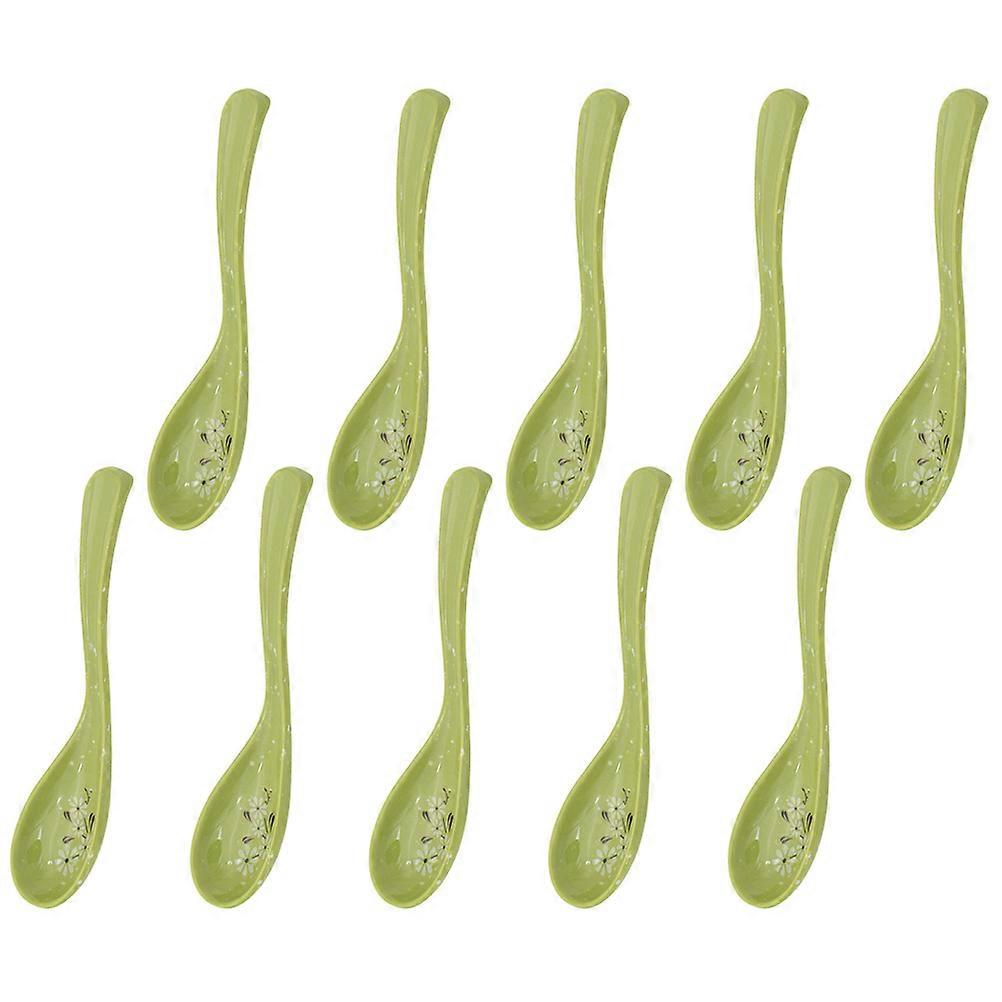 10Pcs Break-Resistant Soup Spoons for Kitchen Use with Chrysanthemum Pattern