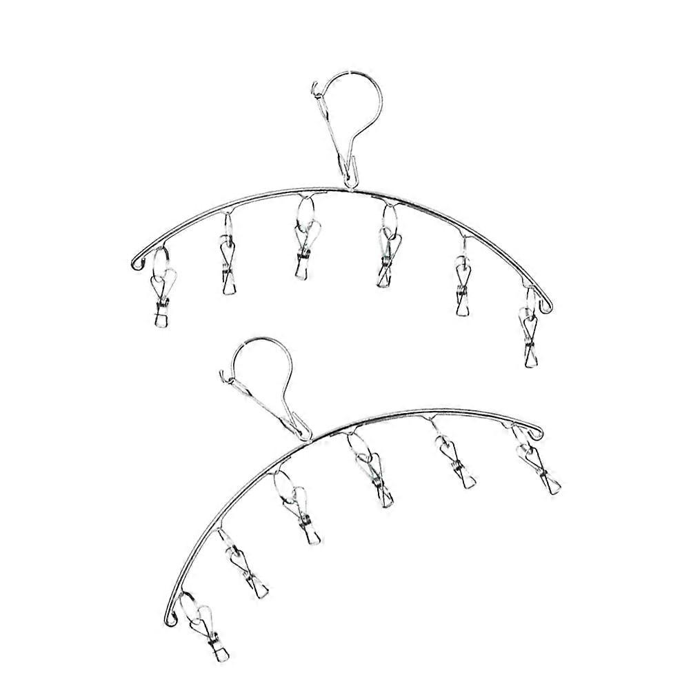 Socks Drying Racks Arc Design Outdoor Laundry Silver 2Pcs Hanging