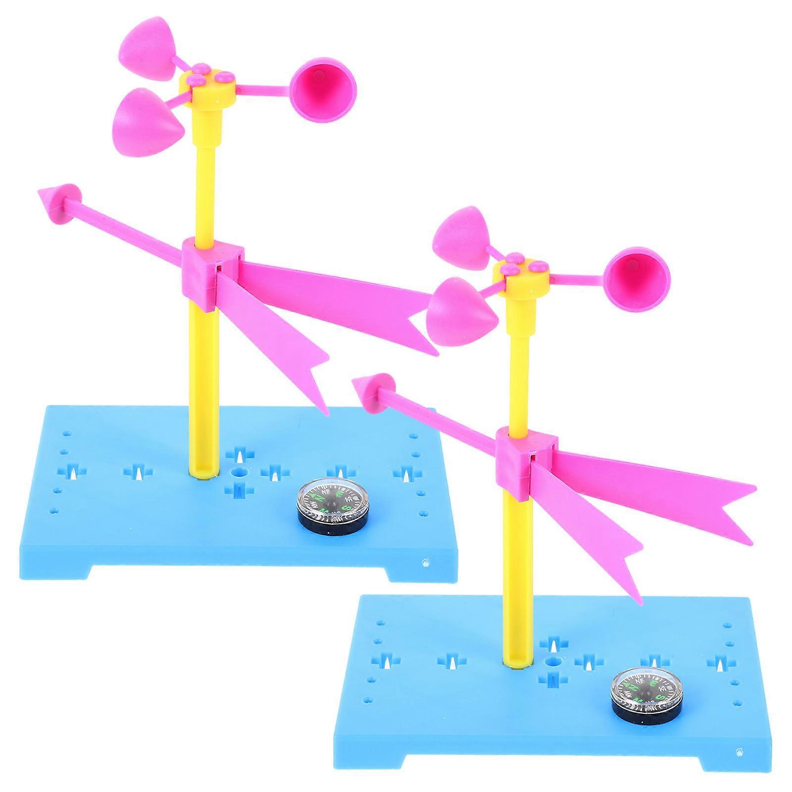 Wind Vane Science Toy Children Diy Design Anemometer Shape Teaching Model School Competition 2 Sets