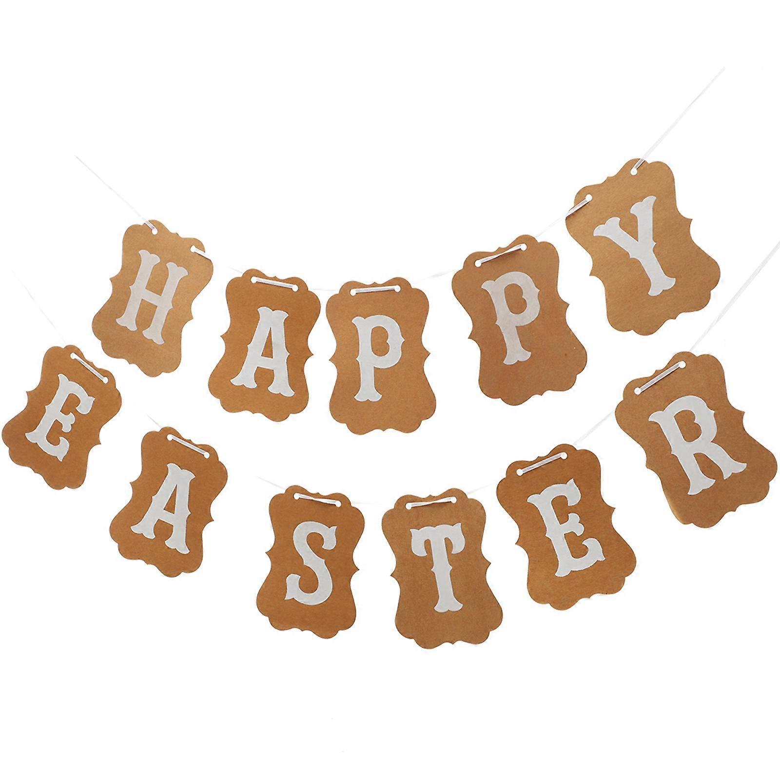 Paper Hanging Banner Easter Banner for Decoration 1Set Brown