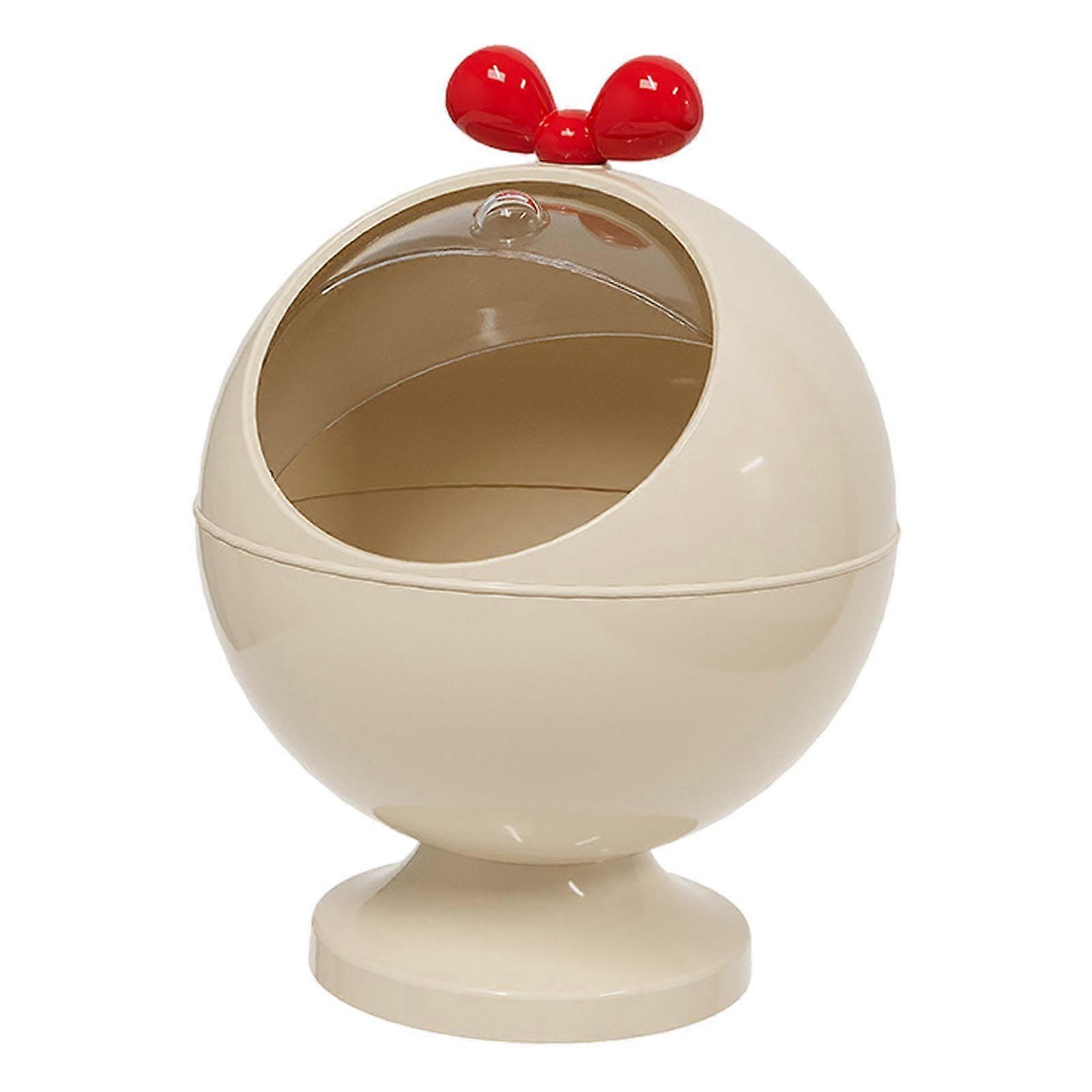 Candy Storage Container with Transparent RollUp Lid, Spherical Sugar Bowl for Kitchen Snacks