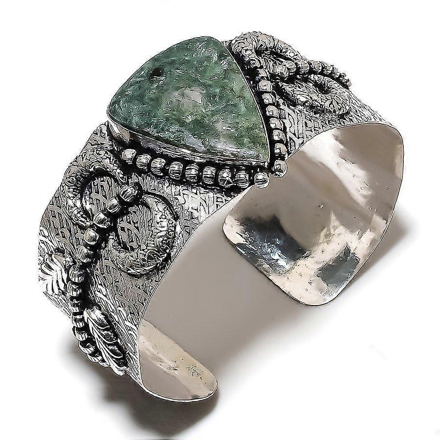 Ruby Fuchsite Lab-Created Handmade 925 Sterling Silver Cuff Bangle o3g47