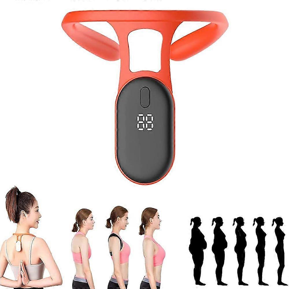 2 Pack Smart Back Posture Corrector with Vibration Alerts and Portable Neck Massager, Orange