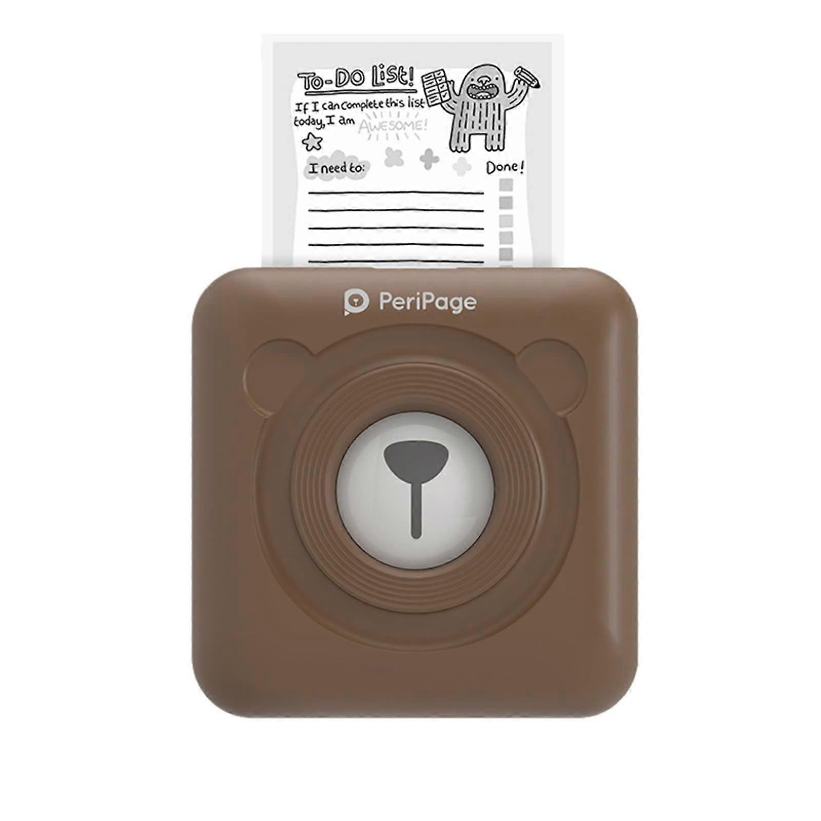 Mini Thermal Printer Bluetooth Pocket Photo Printer for Smartphone Brown One Size