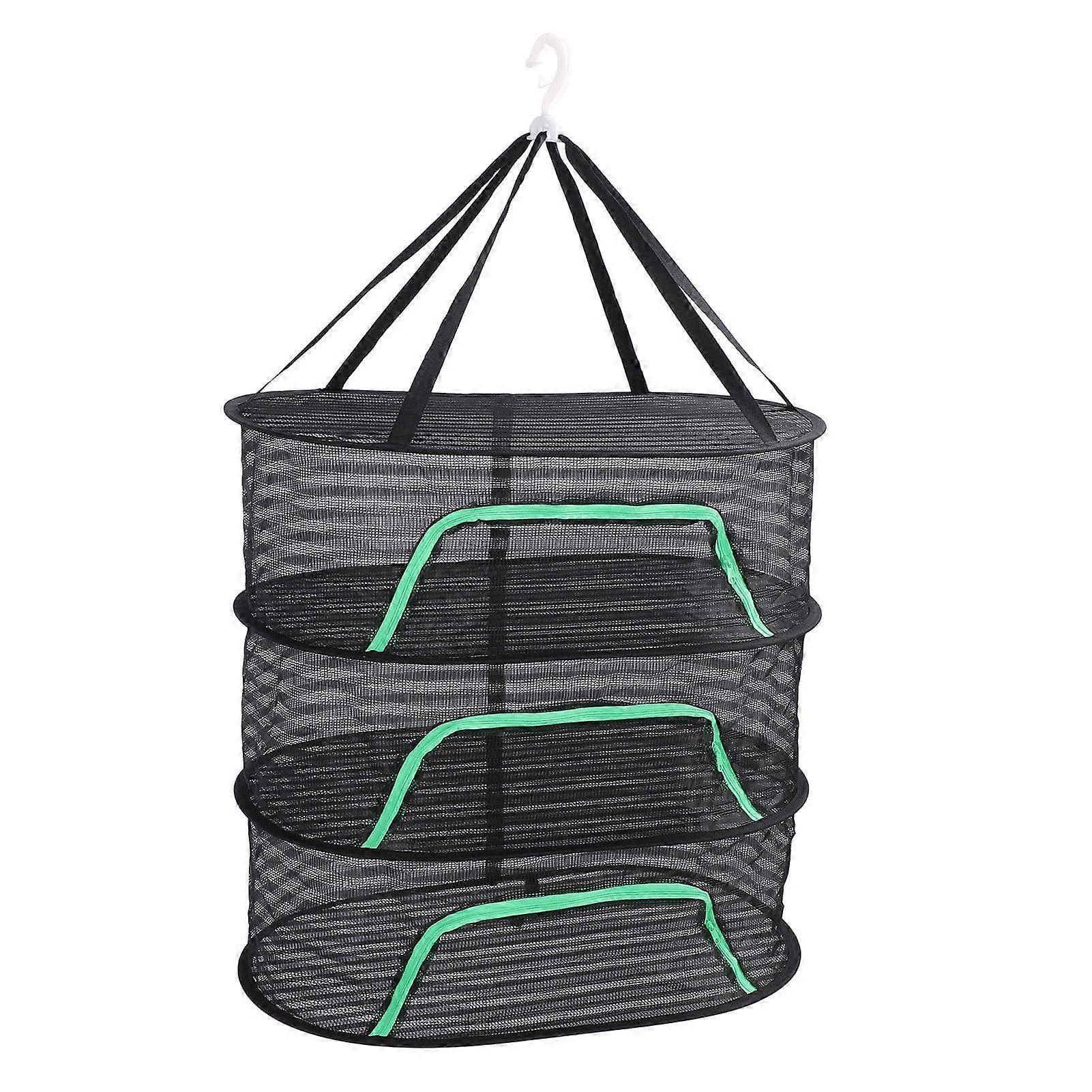 Hanging Drying Rack with UShaped Zipper, Foldable 3 Layer Breathable Mesh Net for Herbs and Seeds