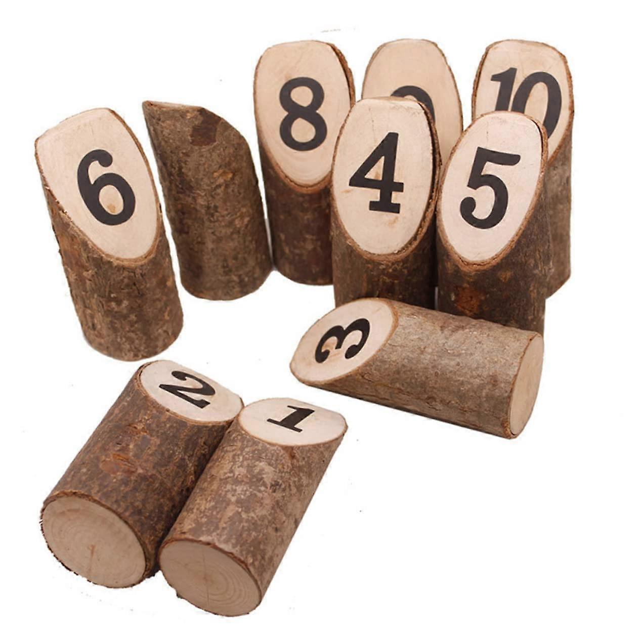 10Pcs Rustic Wooden Table Number Holders Tree Stump Design for Wedding Party Decor
