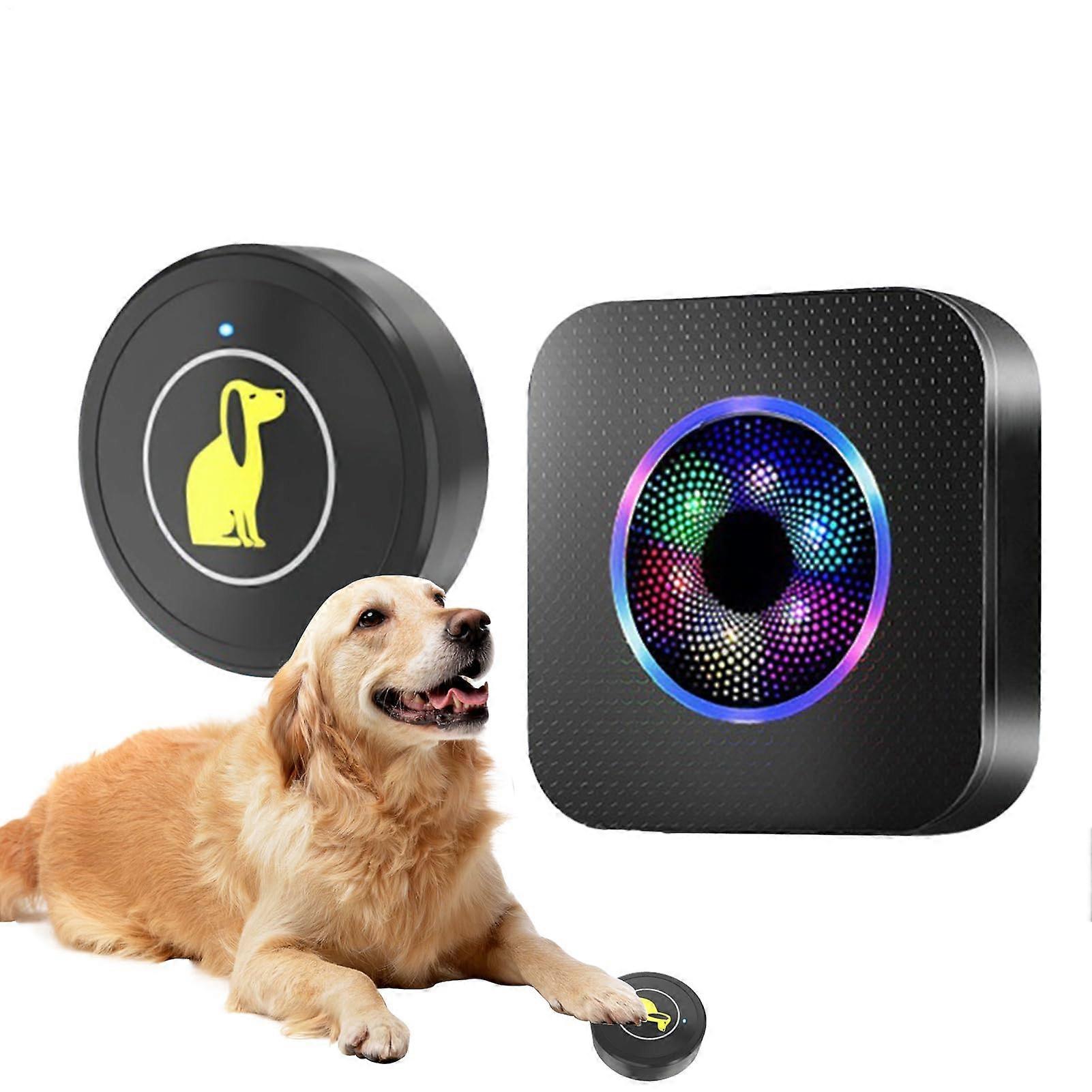 Wireless Dog Doorbell Waterproof Pet Training Button with Adjustable Volume and LED Light Alerts