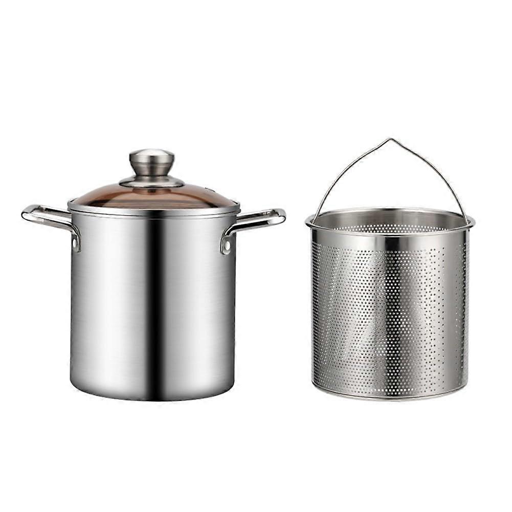 Stainless Steel Deep Frying Pot with Basket for Chips Vegetables Tempura Multipurpose Kitchen Use
