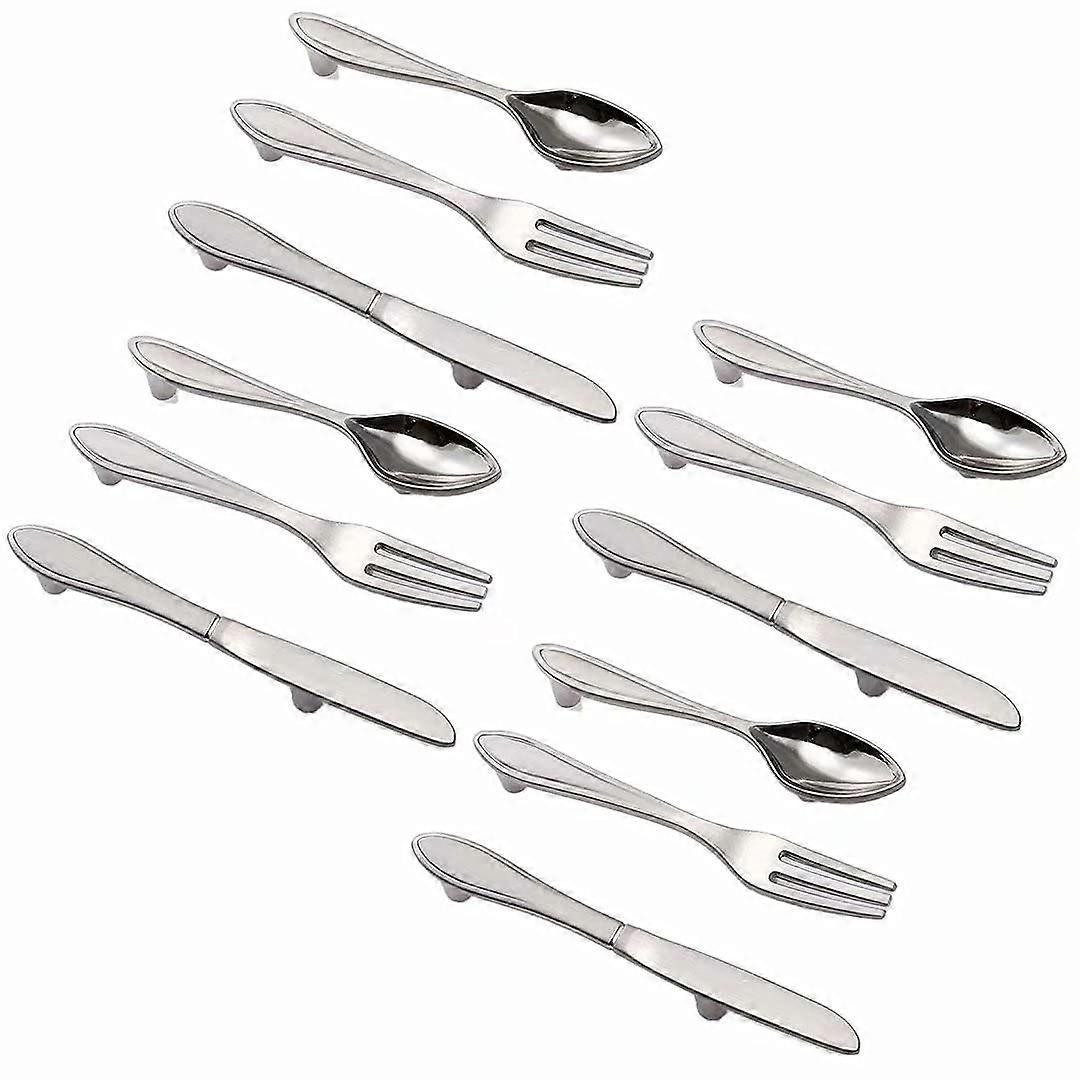 12 Pack Kitchen Cabinet Handles Spoon Knife Fork Design Zinc Alloy 3 Inch Drawer Pulls