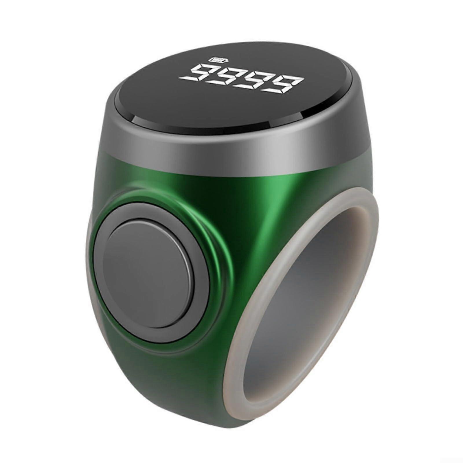 Digital Finger Counter Ring with LCD Display, TypeC Fast Charging, Adjustable Band, SelfLocking Button, Green