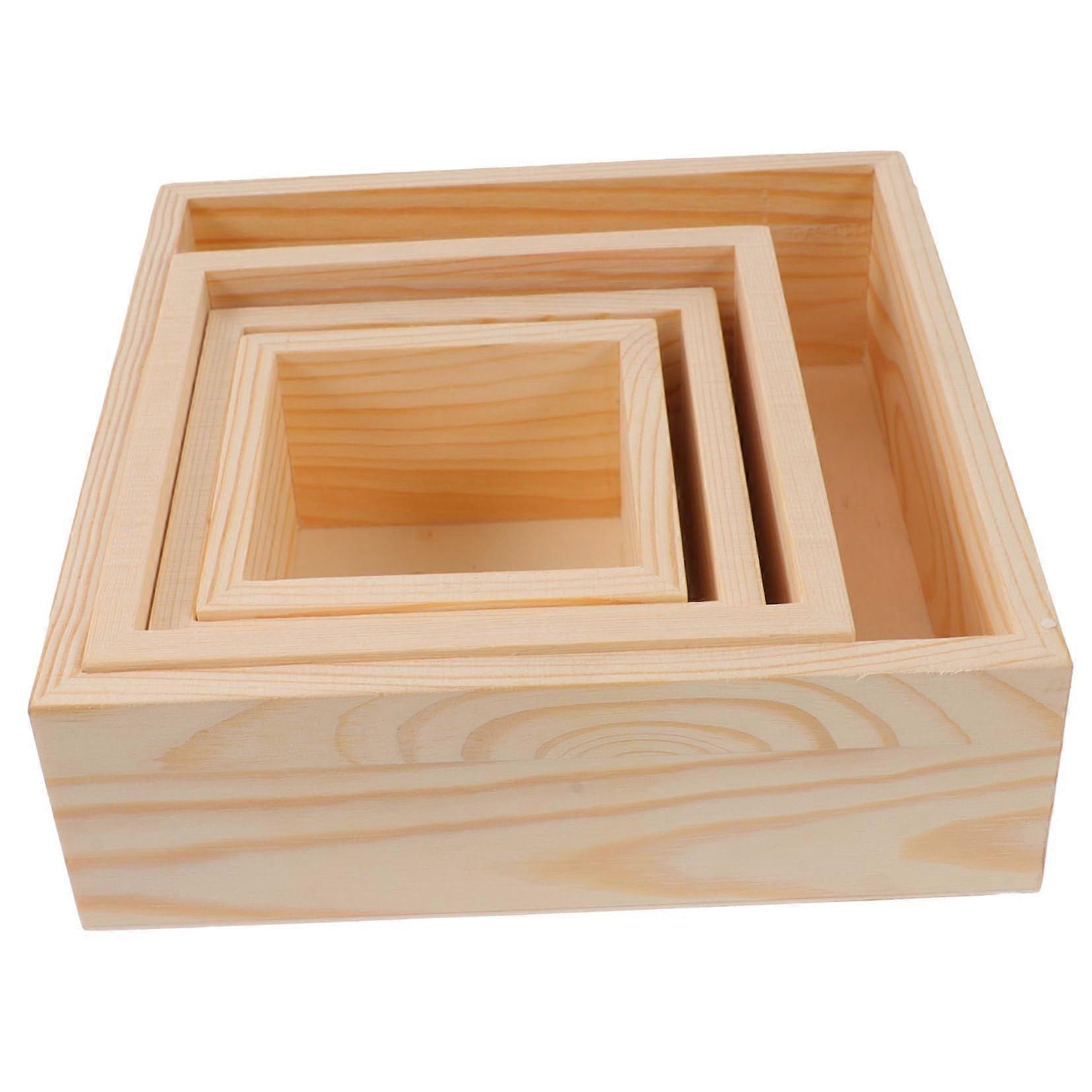 4pcs Small Wooden Storage Boxes for Desktop Organization, Durable MultiPurpose Bins