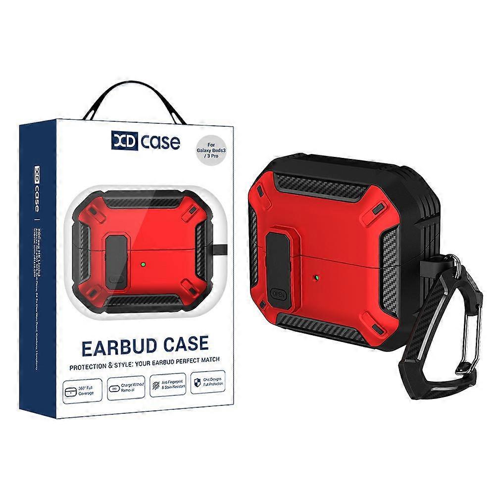 XDcase Solid Color Security Lock Earbuds Case with Carabiner For Samsung Galaxy Buds3 / 3 Pro / 3 FE