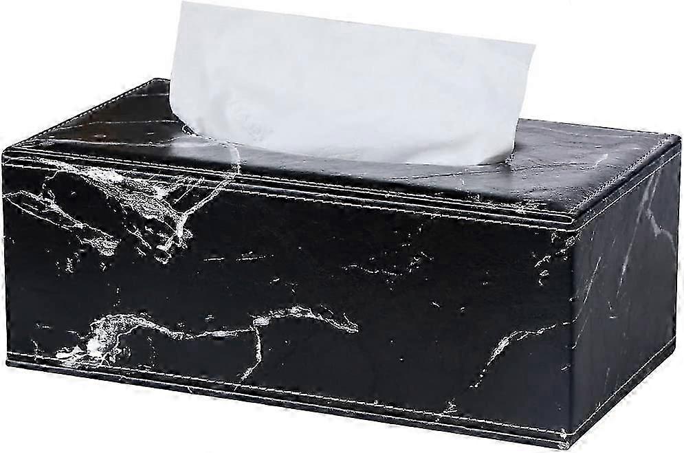 Rectangular Leather Tissue Box (Black Marble)