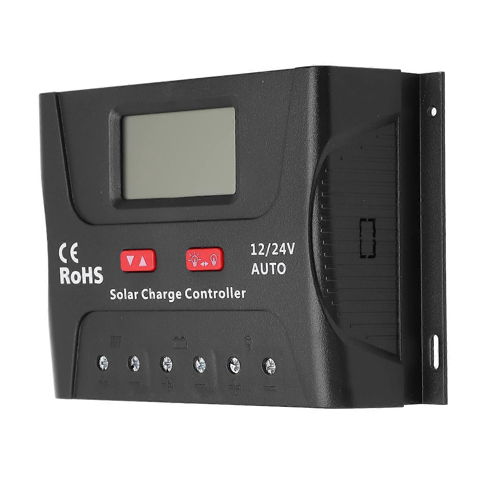 Solar Charge Controller 12V 24V Auto PWM with LED Display USB Port Temperature Compensation