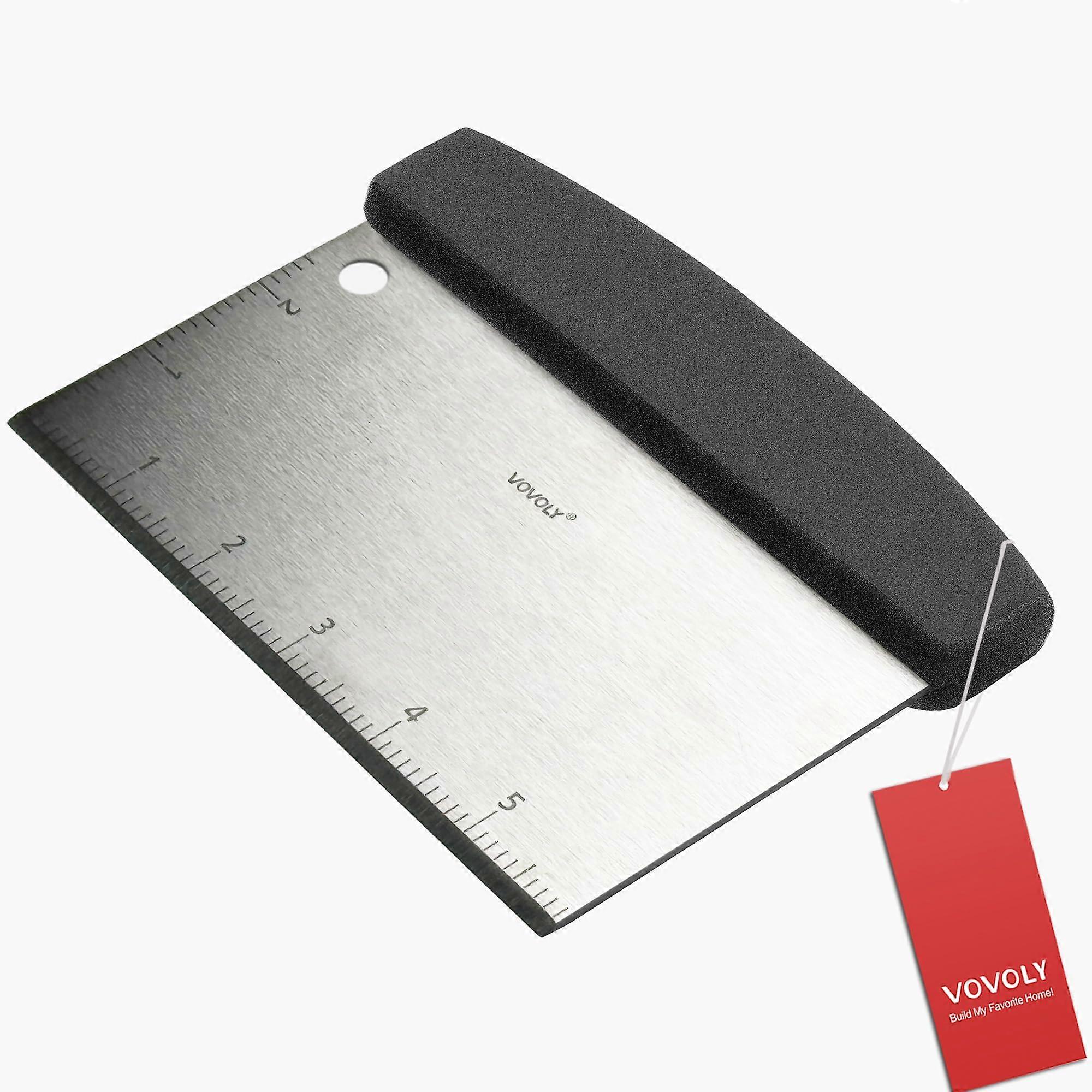 Stainless Steel Dough Scraper with Black Handle, Ergonomic Bench Scraper for Baking and Cooking