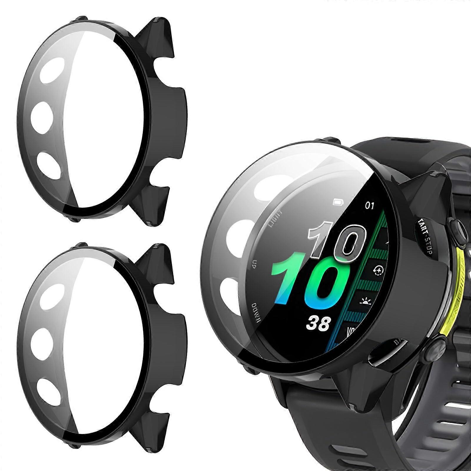 Screen Protector Case 2 Pack Full Coverage Hard PC Bumper with Tempered Glass for Garmin Forerunner 970