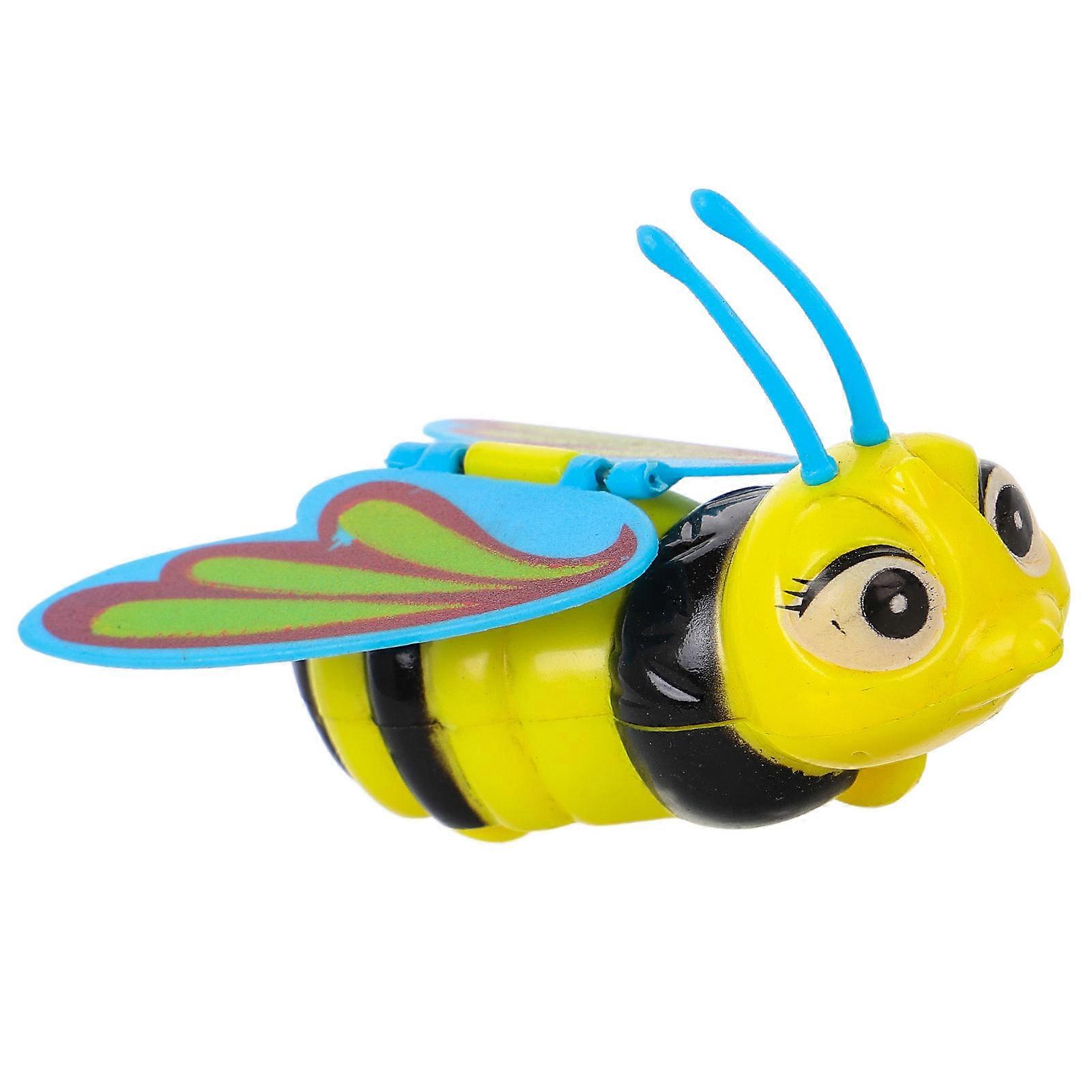 Wind Up Animal Clockwork Toy Bee Shape for Playing Use Yellow Plastic