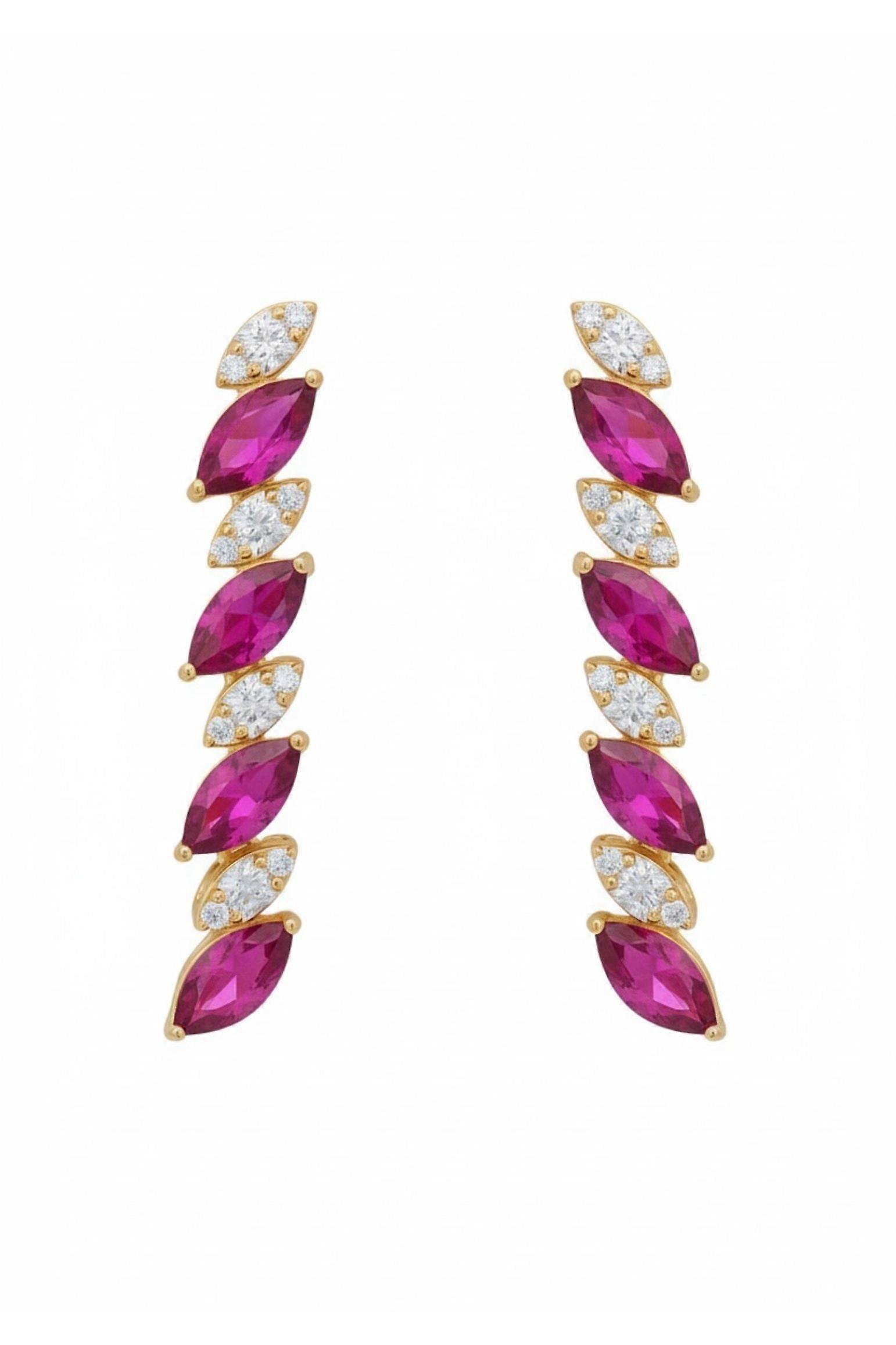 Viscountess Tennis Drop Earrings Ruby Gold
