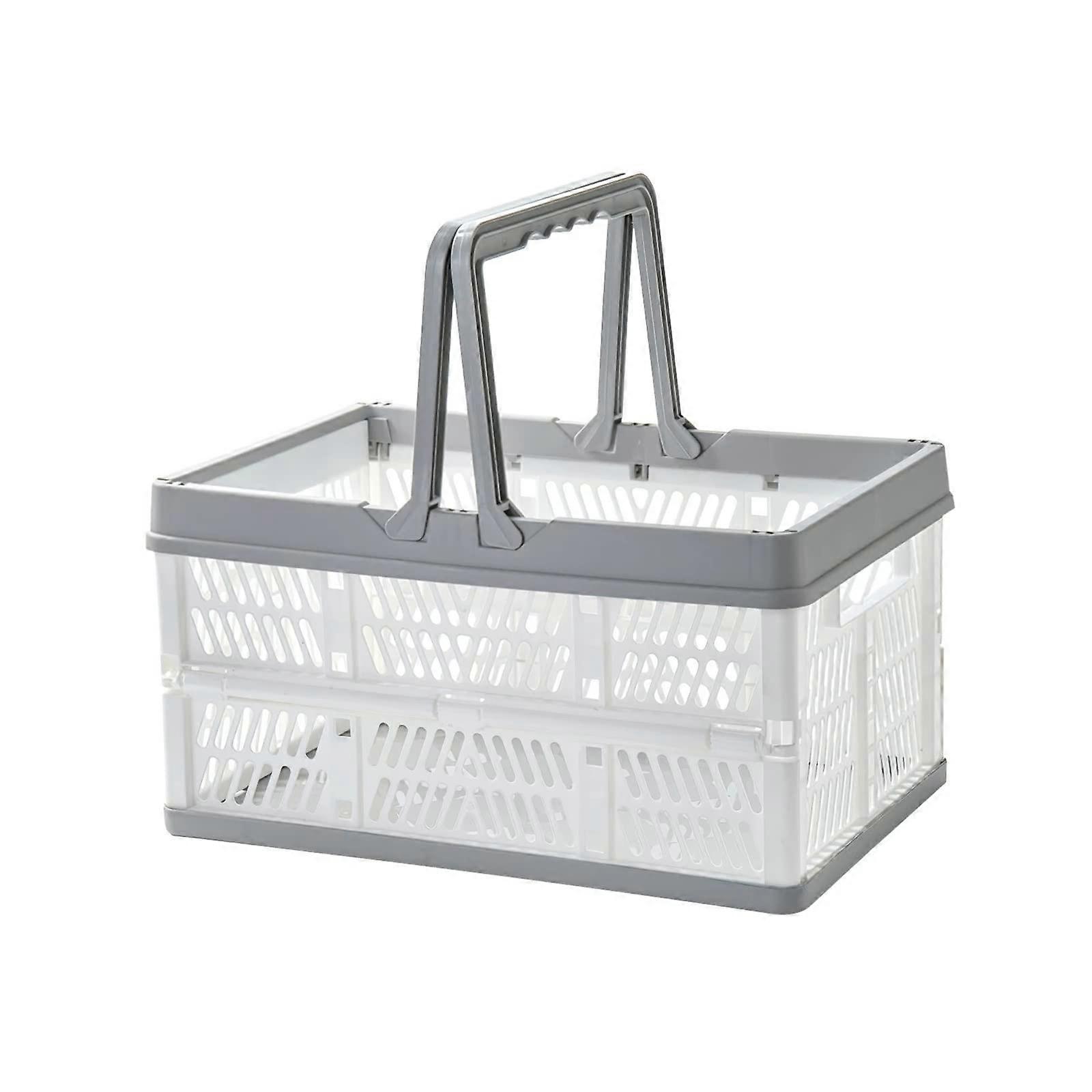 Collapsible Shopping Basket with Handles, Stackable Foldable Storage Box, Color B Grocery Crate