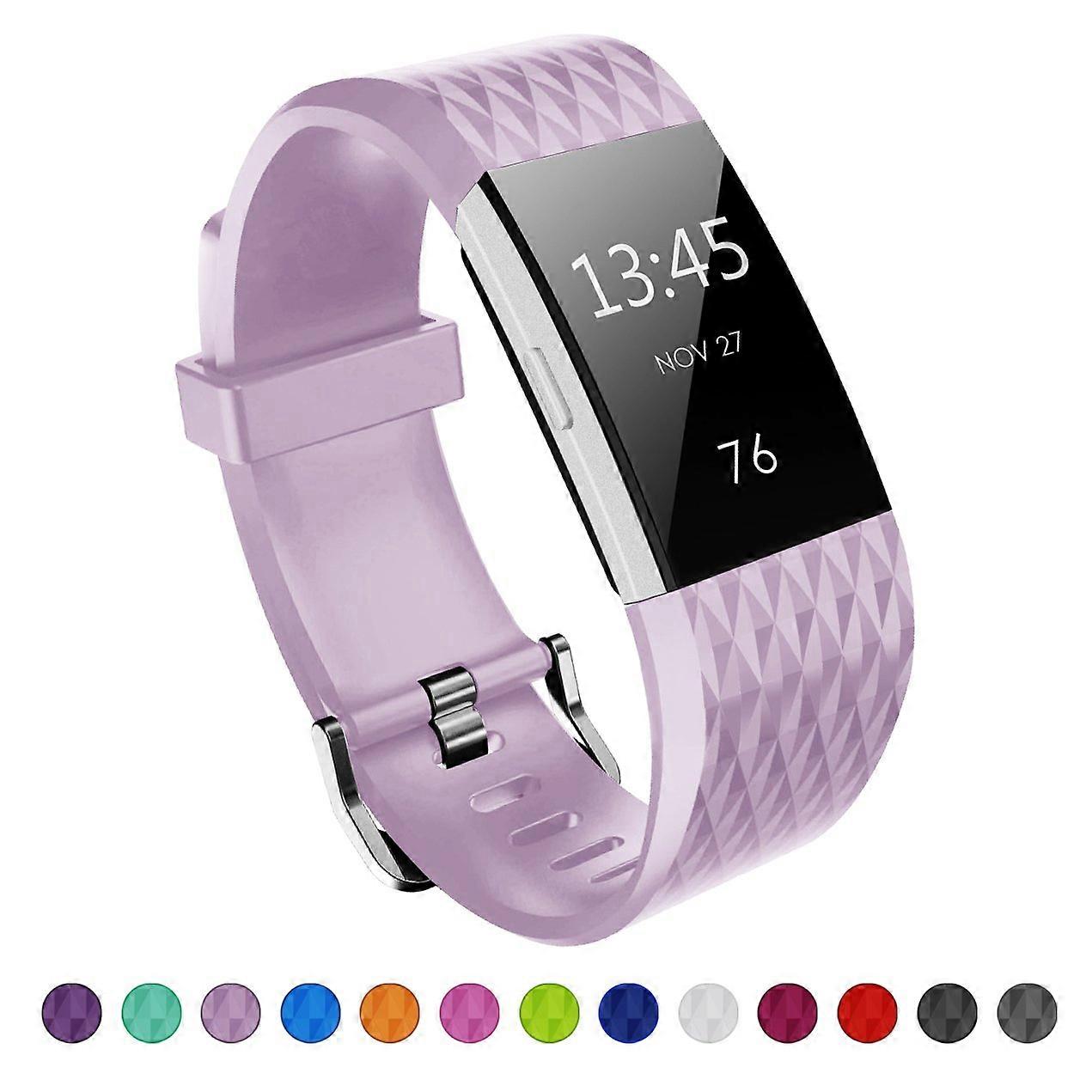 Light Purple Small, Soft Silicone Adjustable Replacement Strap for Fitbit Charge 2