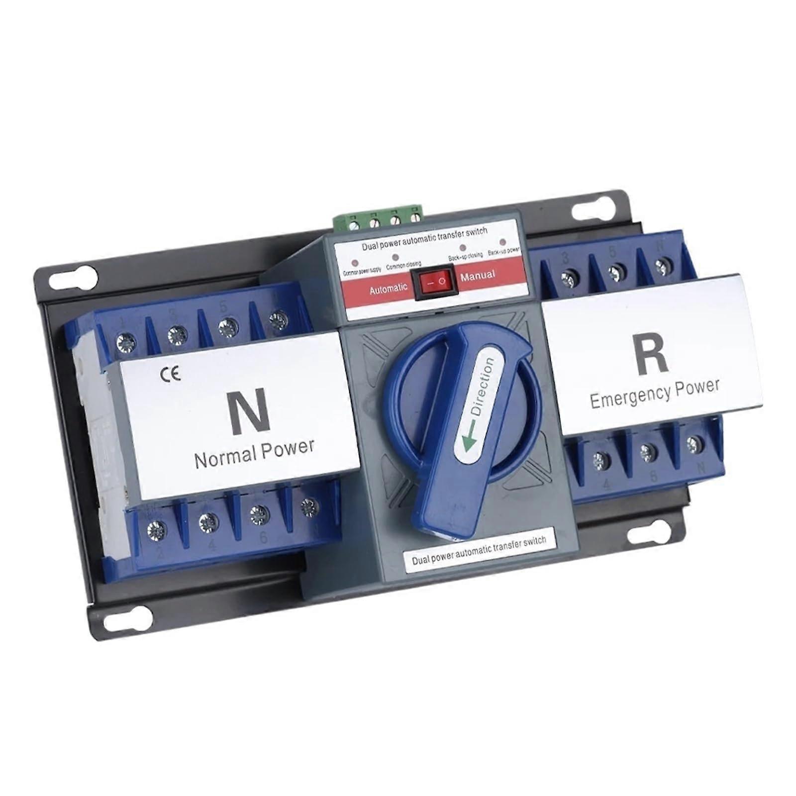 63A 4 Pole Automatic Transfer Switch AC230V/400V Dual Power for Generator Backup