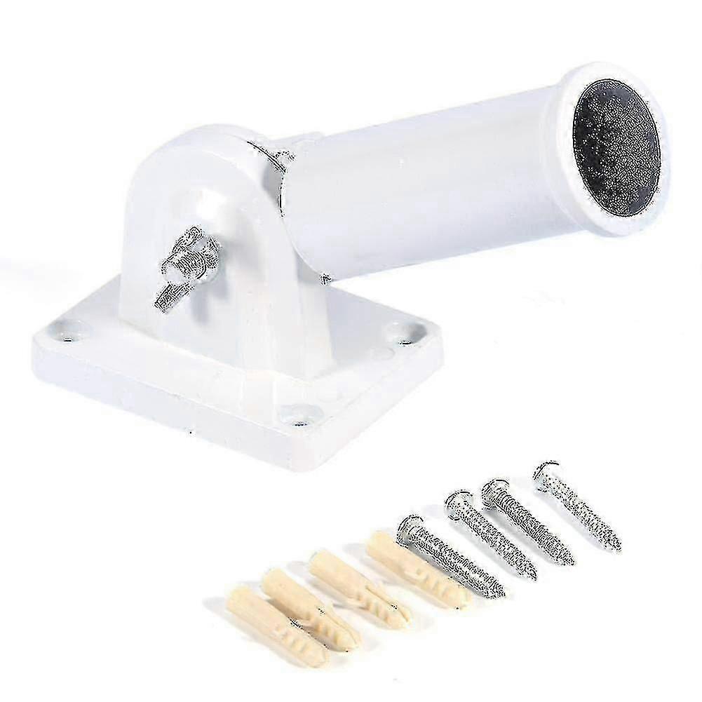 Flag Pole Holder White Metal Wall Mount Adjustable Holder Bracket A