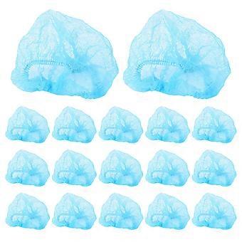 20pcs Disposable Hair Net Non-Woven Bouffant Stretch Dust for Cleaning Makeup (Blue)