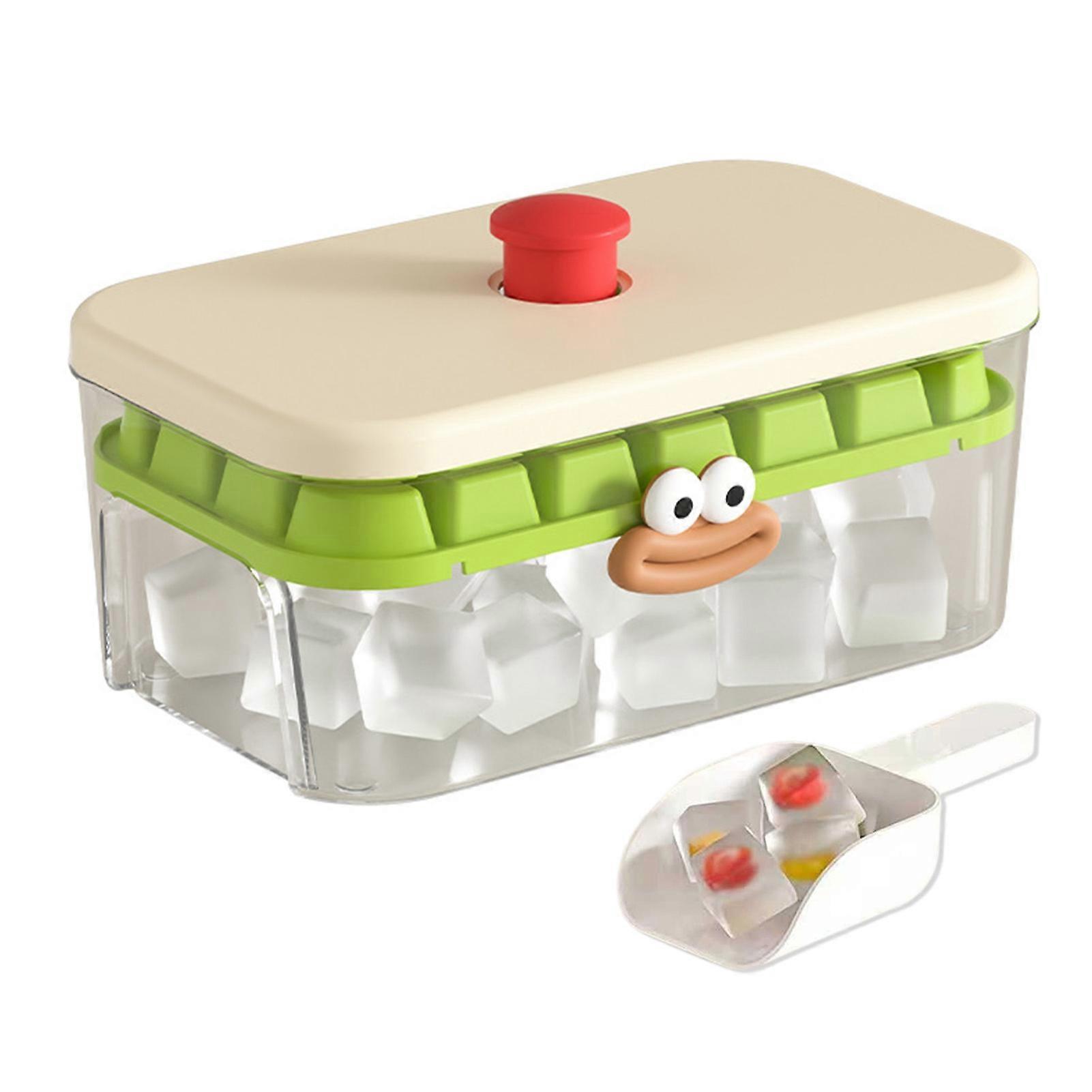 Push Button Ice Tray Mold With Storage Bin - Stackable 56 Grids - for Cocktails