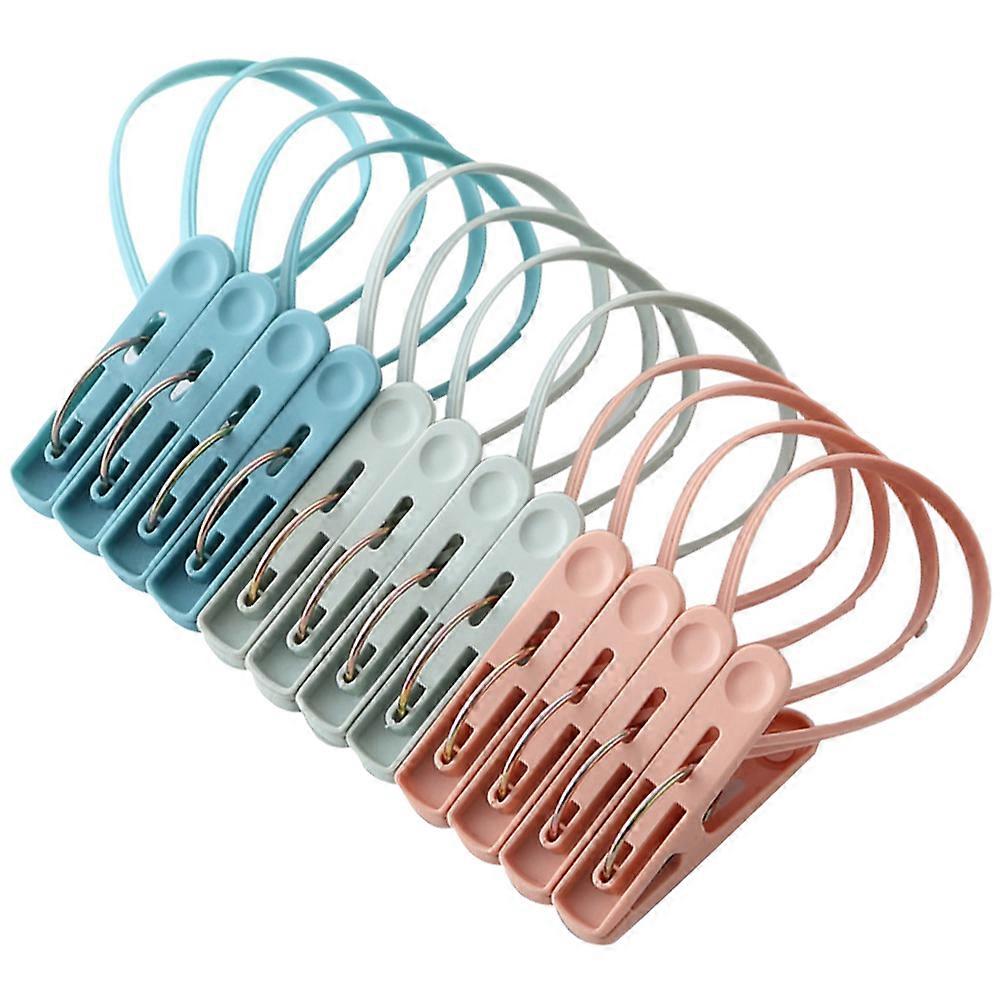 Plastic Rope Windproof Clothes Clips for Drying Use 12Pcs Assorted Color
