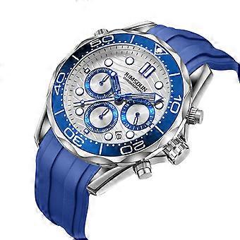Men's Luxury Fashion Watch with Quartz Movement, Blue Dial and Silicone Strap - Waterproof and Stylish Wristwatch