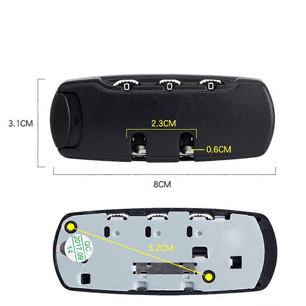 Luggage Lock Password 3 Dial Combination Code Lock Tool Secure Fixed Tools Black