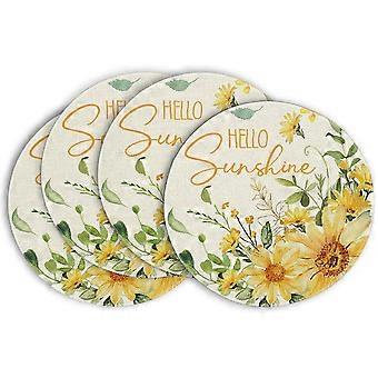 Sonnenblumen-Tischsets, rund, 4er-Set, 35,5 cm Durchmesser, für frühlingshafte Tischdekoration