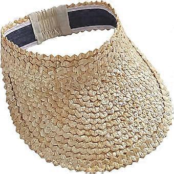 Bredbrättad stråhatt sommar solskyddande hatt skärmmössa för kvinnor strandkläder M (56-58 cm) med ventilerande öppen topp design stil beige