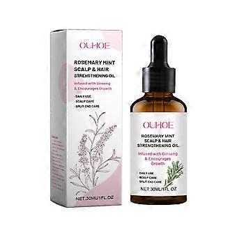 Rosemary Mint Hair Strengthening Oil 30ml, Ginseng Infused Scalp & Hair Growth Serum, Anti-Frizz Split End Care Oil for Dry Scalp, Nourishing Treatmen