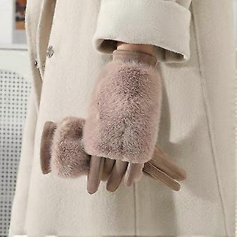 Thickened Fleece Lined Touchscreen Gloves Women'S Winter Warm Outdoor Cycling Windproof Gloves