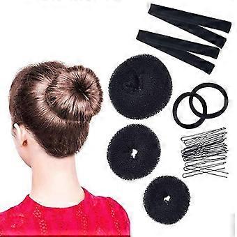 Piao 17 Stück Donut Haar Bun Maker Set, 3 Stück Haar Donut Bun Maker, 2 Stücke Bun Hair Curlers, 10 Stück Haarnadel, 2 Stücke Haarbänder für Frauen Mädchen