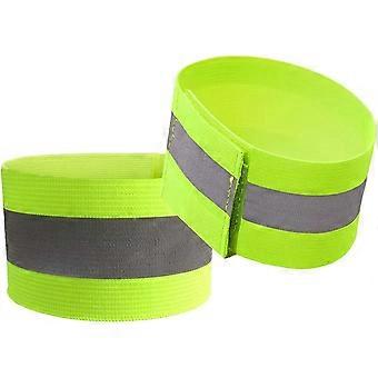 2 Stück reflektierende Sicherheitsarmbänder, reflektierende Armbänder, gut sichtbare Knöchelbänder, Beinschlaufen zum Joggen, Spazierengehen und Radfahren (fluoreszierendes Grün)