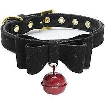 Klassieke effen kleur halsband voor huisdieren met verstelbare klokvormige vlinderdas voor grote, middelgrote en kleine honden en katten (S, zwart)